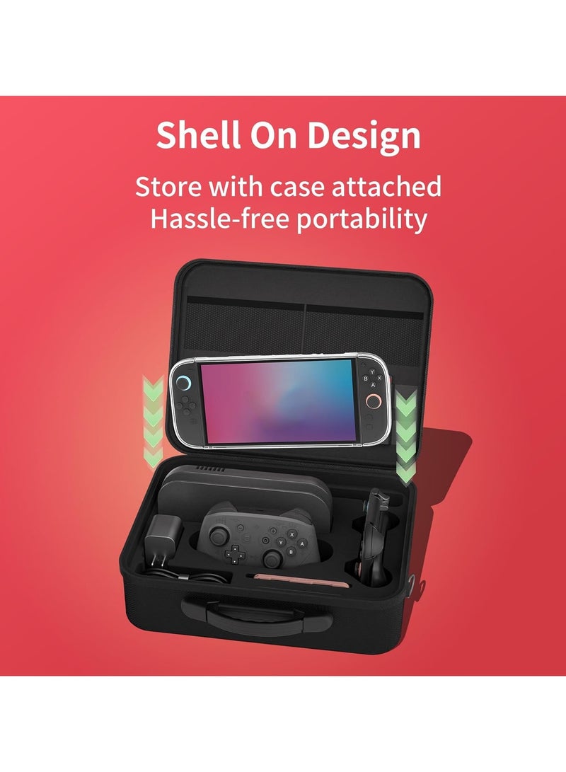 Switch 2 Carrying Case, Waterproof and Dustproof Travel Bag, Holds 18 Game Cartridges, Includes Handle and Shoulder Strap, Compatible with Switch 2 Accessories, Black - Image 4