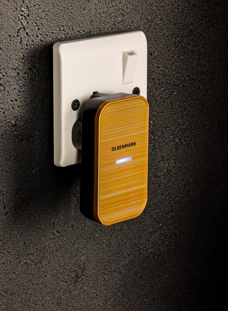 Olsenmark جرس باب رقمي لاسلكي أولسن مارك OMDB18976 مدى 150م، 38 لحن بوليفوني مع زر لضبط الصوت تصميم خشبي أنيق، بطارية قلوية عالية الجودة مضمنة لون خشبي، ضمان لمدة 2 سنوات - Image 2