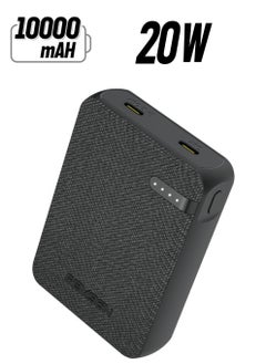 Remson Remson Remson Revo Charge 10000mAh Mini Power Bank 20W Power Delivery Dual USB-C Output with Leather Exterior Design Compatible for iPhone Tablet Samsung - Black  - Image 1
