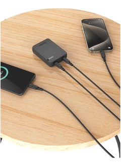 Remson Remson Remson Revo Charge 10000mAh Mini Power Bank 20W Power Delivery Dual USB-C Output with Leather Exterior Design Compatible for iPhone Tablet Samsung - Black  - Image 2