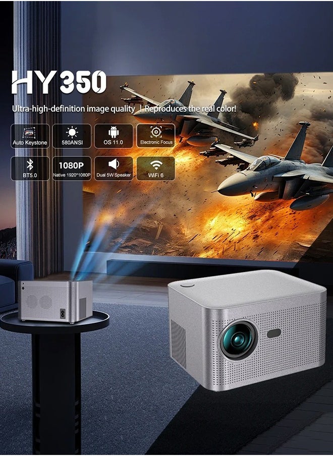 ديقيساند [التركيز الكهربائي] جهاز عرض 4K، جهاز عرض خارجي أصلي بدقة 1080 بكسل عالية الدقة بالكامل، 18000 لومن BT 5.0 WiFi 6 جهاز عرض سينمائي منزلي مدمج بنظام Android 11.0 متوافق مع التلفزيون/الكمبيوتر الشخصي/USB/TV Stick/الكمبيوتر المحمول  - Image 2