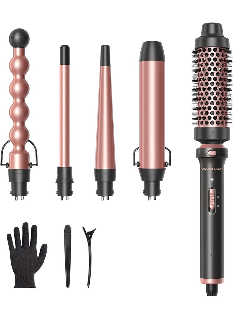 Wavytalk 5 in 1 Curling Wand Set, Multi Curl, Curling Iron Set with Thermal Brush and 4 Interchangeable Ceramic (0.5”-1.25”), Instant Heat Up (Rose Gold) - Image 1