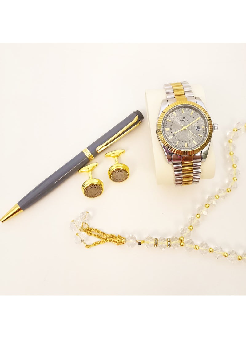 Rivoly - Men's stainless steel set consisting of a watch, a rosary, a pen and cufflinks - Image 1