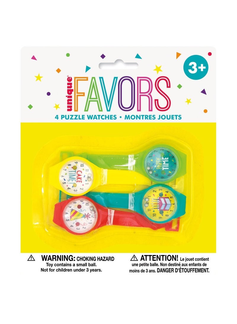 Unique Puzzle Watches Multicolor Plastic Toy 4-Pack - Image 2