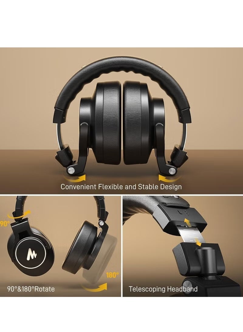 Maono MH700 Studio Monitor Headphones Over Ear Closed Back Wired Headset High Resolution Stereo Audio Passive Noise Isolation Adjustable Headband for Music Recording Mixing Podcasting DJ Audio Editing - Image 2