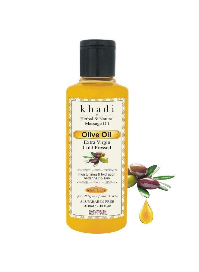 Satvayush Khadi Extra Virgin Olive Oil Organic Cold Pressed Pure & Natural For Hair & Skin Nourishment 210 Ml - Image 1