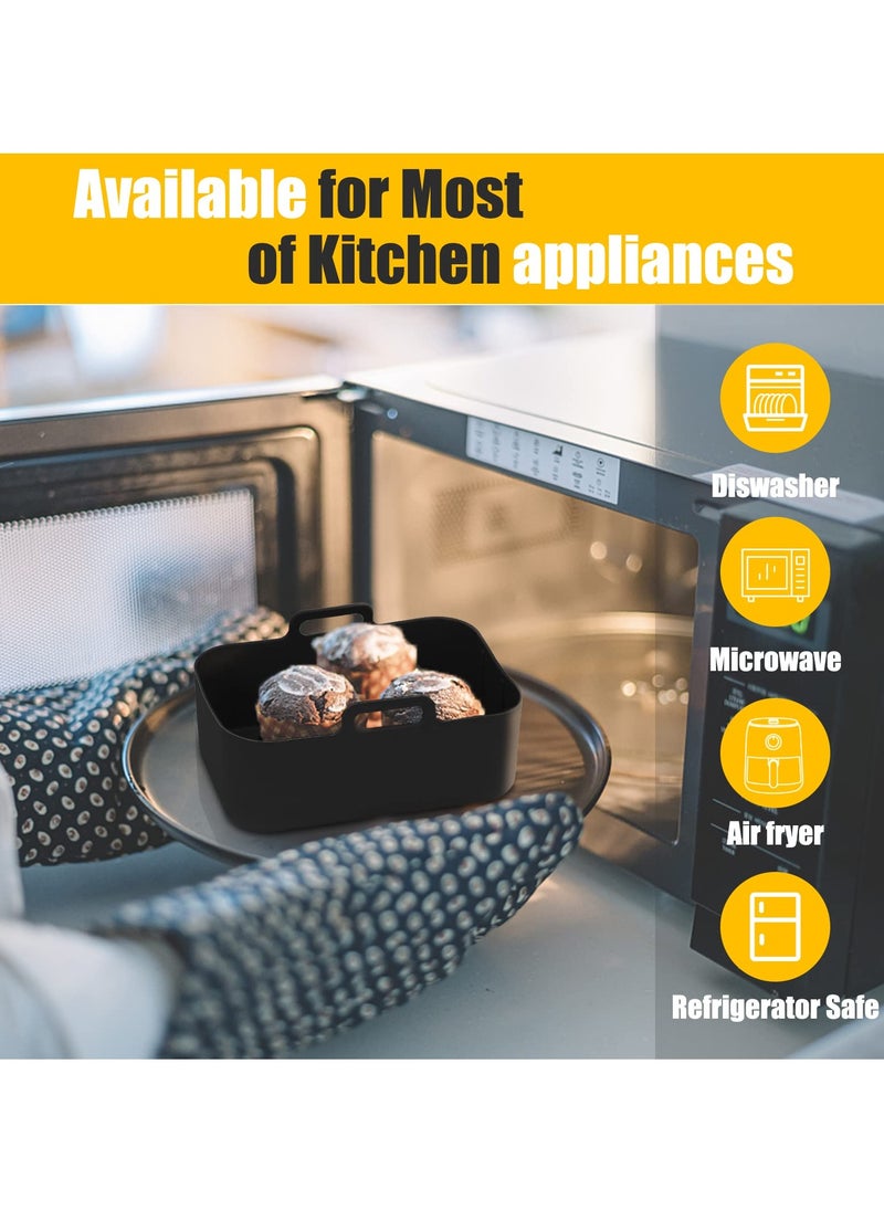 KASTWAVE - 2-Pack Rectangular Air Fryer Silicone Liners for Ninja Foodi DZ201 8QT/DZ090 6QT - Reusable, Easy-Clean Non-Stick Basket Inserts, Food-Safe - MMH Replacement Airfryer Trays, Black - Image 1