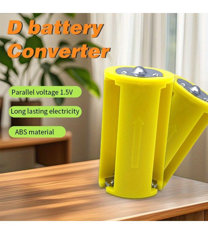 3 Pcs Lemon Yellow AA to D Type Battery Converter Holder Case ABS Material Durable Large Battery Conversion Cylinder 1 5V Voltage Remains Replace 5th Battery - Image 3