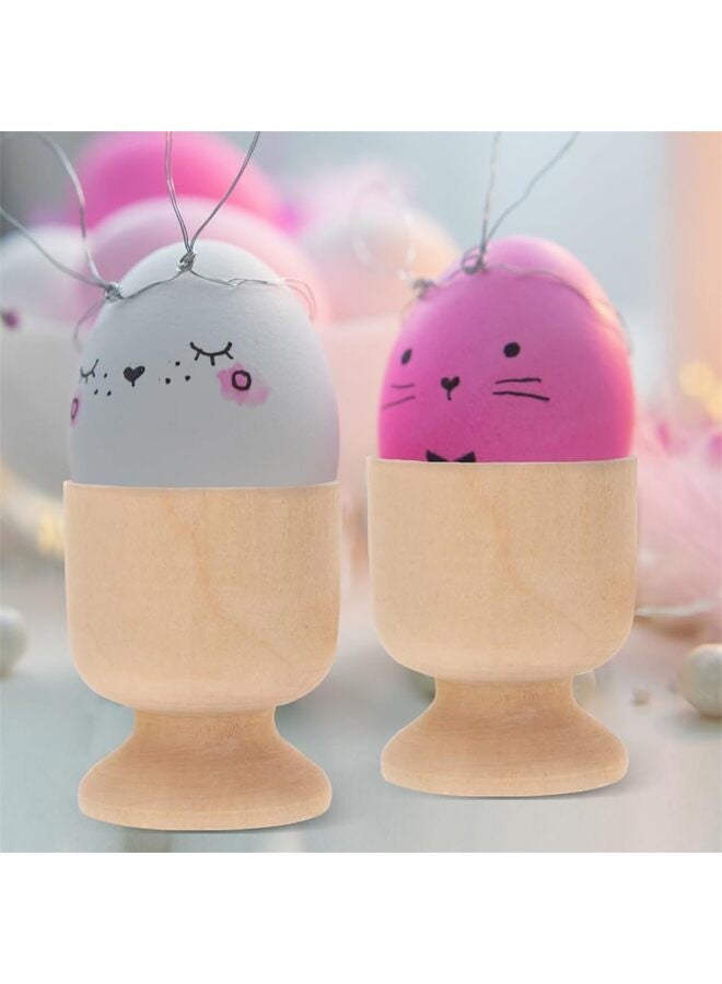 12Pcs Wooden Egg Cup Holder Unfinished Wooden Egg Stand DIY Wooden Egg Cups Easter Egg Display Holder DIY Unfinished Wood Crafts for Easter Party Decor - Image 2