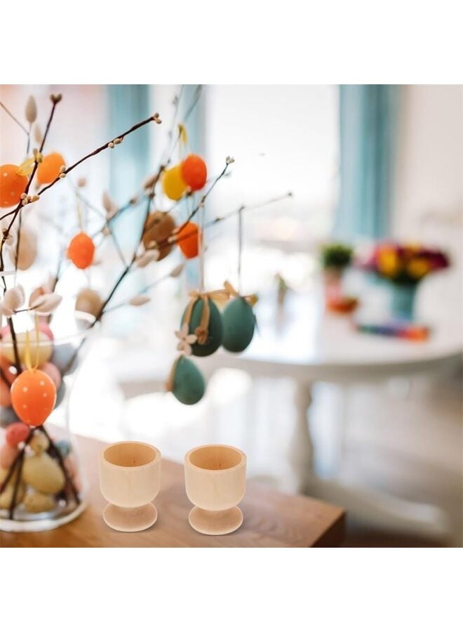 12Pcs Wooden Egg Cup Holder Unfinished Wooden Egg Stand DIY Wooden Egg Cups Easter Egg Display Holder DIY Unfinished Wood Crafts for Easter Party Decor - Image 5