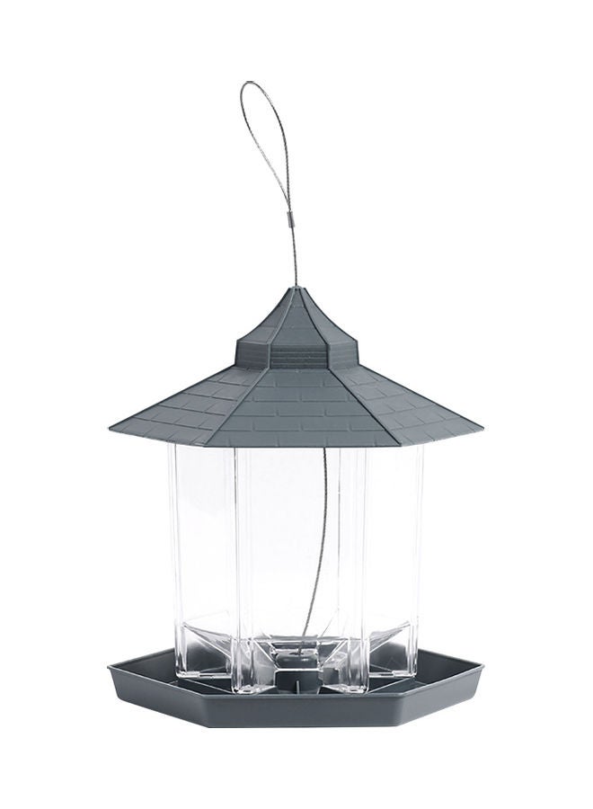 NIBEMINENT Bird Hexagon Shaped Hanging Feeder Grey/Clear 23.30 x 20.30 20.30cm