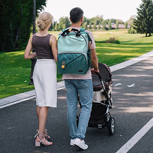 Hap Tim Baby Diaper Bag for Boys Girls Large Backpack Diaper Bags with Double Compartments Baby Registry Search Shower Gifts Stuff Newborn Must Haves Green7340GR - Image 3