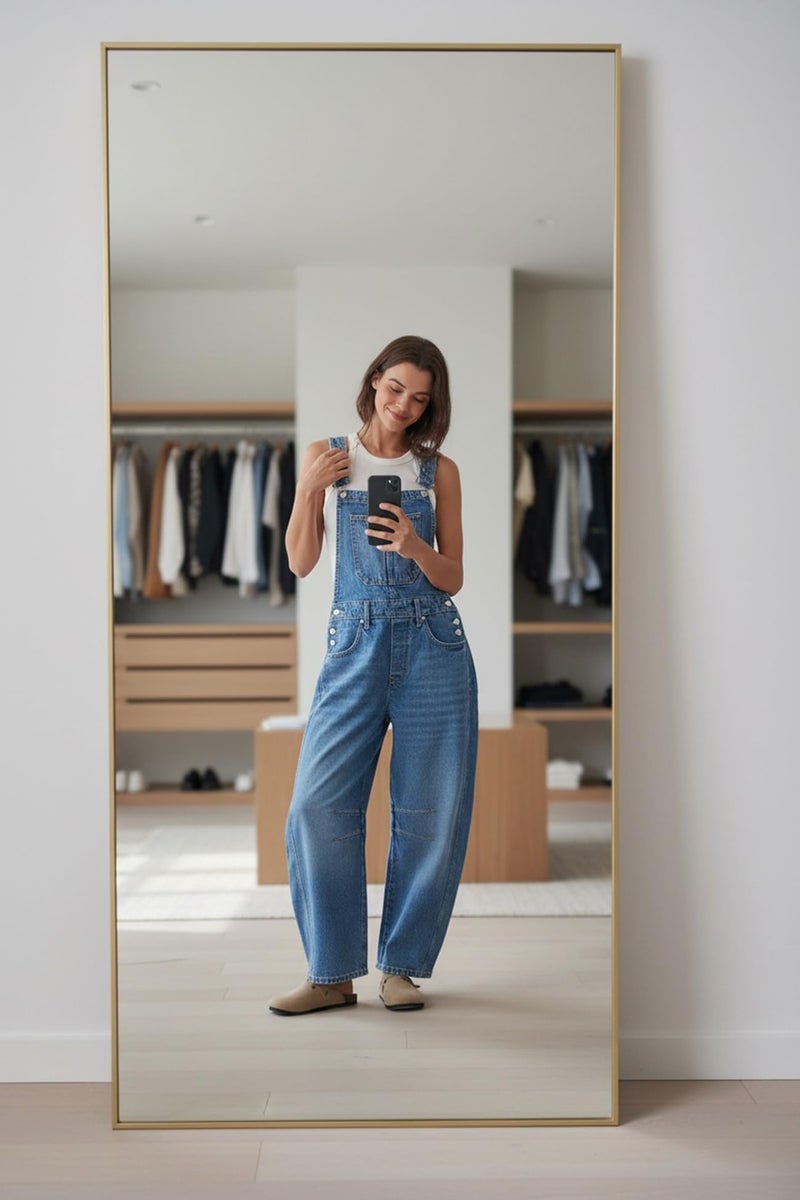 Ladyful Women's Denim Overall Casual Straight Wide Leg Bib Jeans Overall Adjustable Straps Denim Romper Stretch Jumpsuits - Image 4