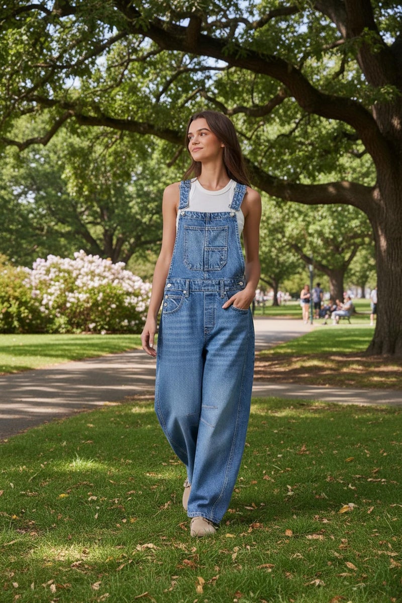 Ladyful Women's Denim Overall Casual Straight Wide Leg Bib Jeans Overall Adjustable Straps Denim Romper Stretch Jumpsuits - Image 3