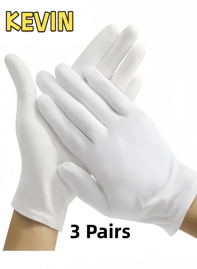 كيفن 3 أزواج من القفازات القطنية البيضاء لترطيب الأيدي الجافة والأكزيما والمنتجعات الصحية - بطانات قفازات العمل لتقديم فحص الأزياء - Image 1