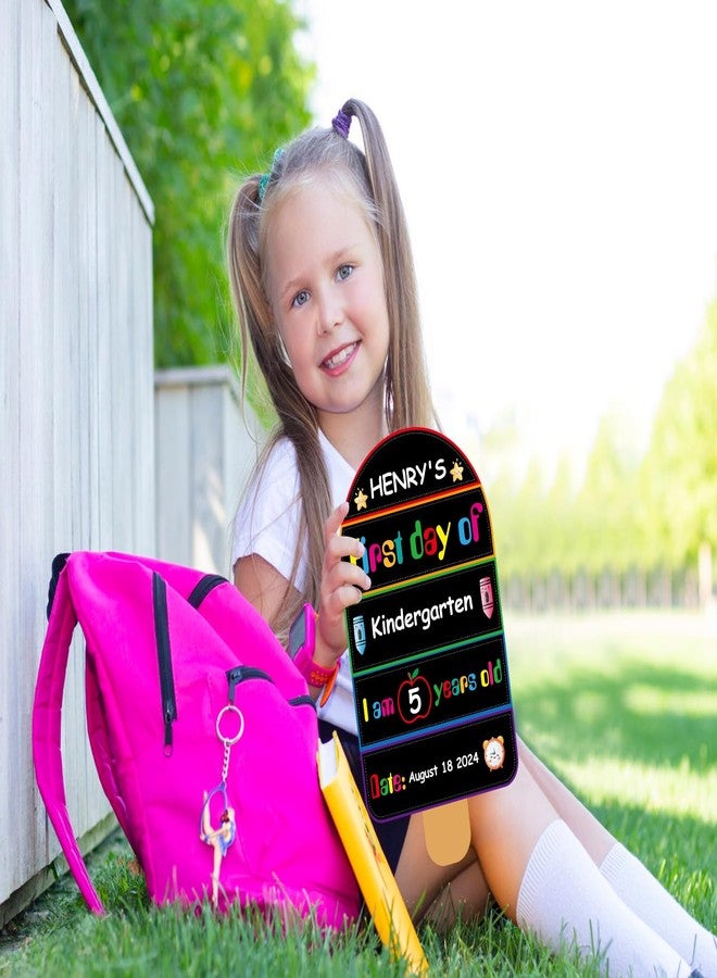 PETCEE First Day of School Sign - Reusable & Erasable First Day Board Gifts for Daughter Son 1st Day of Preschool PreK Chalkboard Sign for Kids Girls Boys Double Sided Back to School Teaching Supplies - Image 2