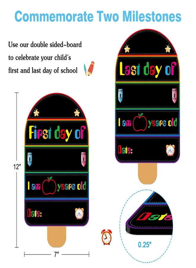 PETCEE First Day of School Sign - Reusable & Erasable First Day Board Gifts for Daughter Son 1st Day of Preschool PreK Chalkboard Sign for Kids Girls Boys Double Sided Back to School Teaching Supplies - Image 3