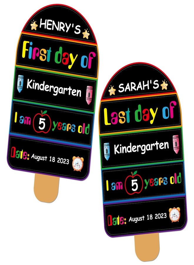 PETCEE First Day of School Sign - Reusable & Erasable First Day Board Gifts for Daughter Son 1st Day of Preschool PreK Chalkboard Sign for Kids Girls Boys Double Sided Back to School Teaching Supplies - Image 1