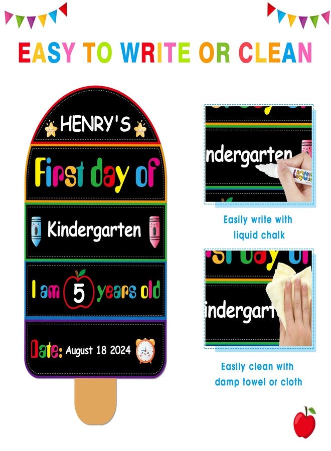 PETCEE First Day of School Sign - Reusable & Erasable First Day Board Gifts for Daughter Son 1st Day of Preschool PreK Chalkboard Sign for Kids Girls Boys Double Sided Back to School Teaching Supplies - Image 4