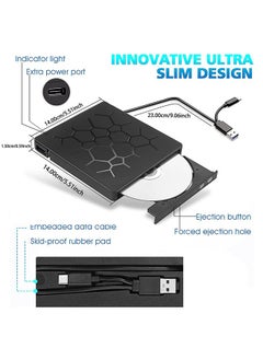 Garlo External DVD Drive, USB 3.0 CD DVD Burner for Laptop, Type-C CD/DVD ROM +/-RW Optical Disk Drive with 4 USB Ports and 2 SD Card Slots, Ultra Slim, for Mac, PC Windows 11/10/8/7 Linux OS  - Image 5