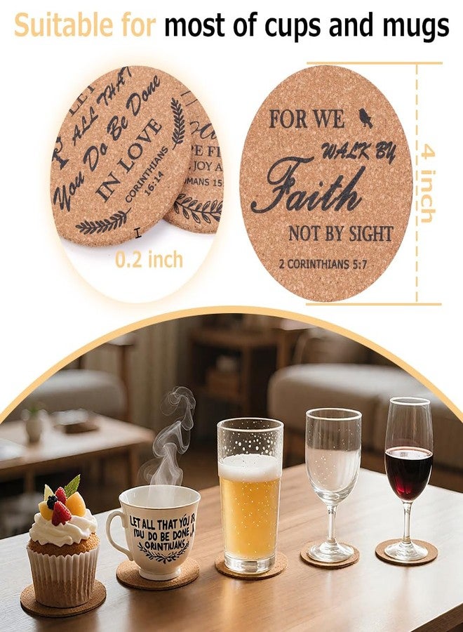 Eforcase 50Pcs Christian Coasters Bulk for Drinks with Bible Verses 4" Christian Church Drink Coasters with Cork for Coffee Table Church Present Home Decor - Image 4