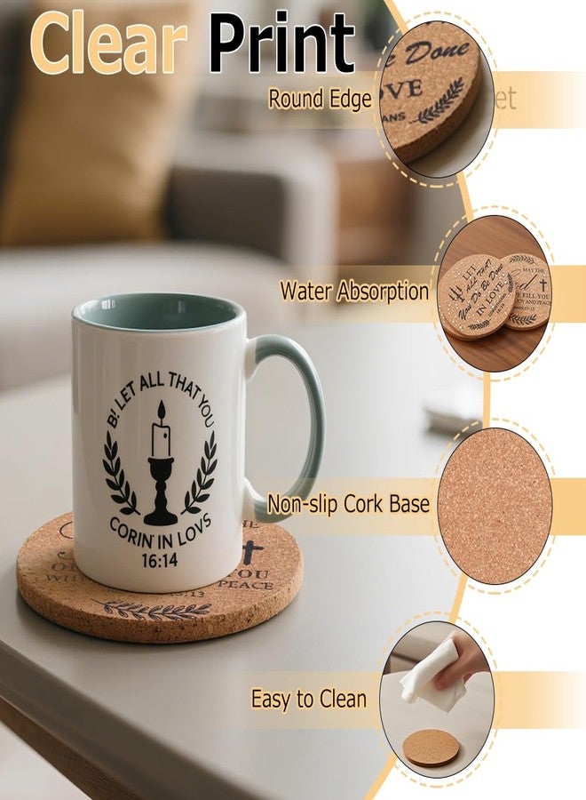 Eforcase 50Pcs Christian Coasters Bulk for Drinks with Bible Verses 4" Christian Church Drink Coasters with Cork for Coffee Table Church Present Home Decor - Image 5