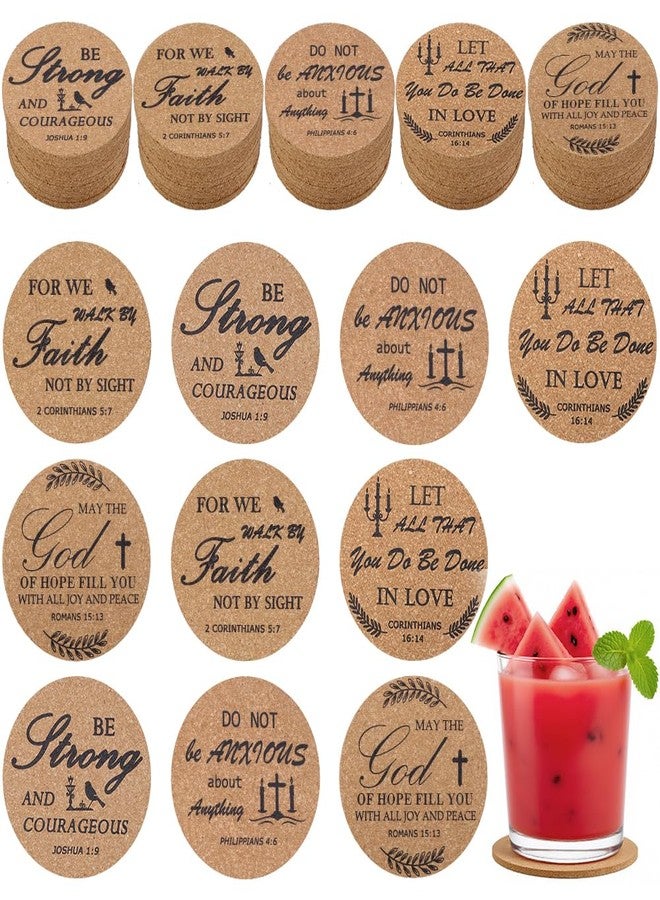 Eforcase 50Pcs Christian Coasters Bulk for Drinks with Bible Verses 4" Christian Church Drink Coasters with Cork for Coffee Table Church Present Home Decor - Image 1