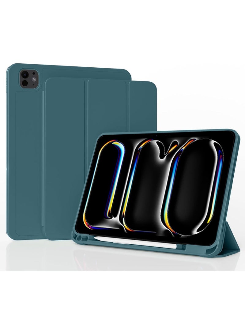 Techie حافظة سمارت فوليوا فليب ثلاثية الطي مع حامل قلم ووظيفة الاستيقاظ/النوم التلقائي لجهاز آبل آيباد برو 13 بوصة 2024 - أخضر - Image 1