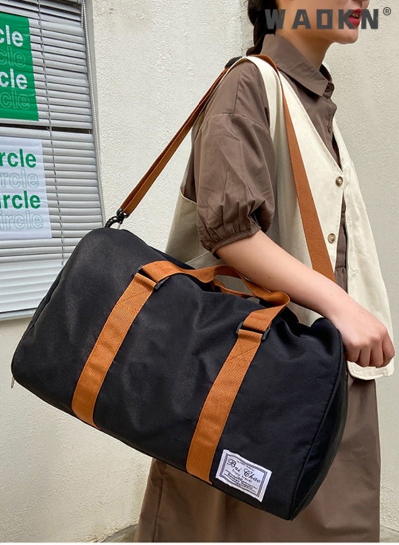 WAOKN Unisex New Canvas Travel Bag Shoulder Bag Large Capacity Sports Fitness Bag Fashion Portable Short-distance Business Travel Light Luggage - Image 3