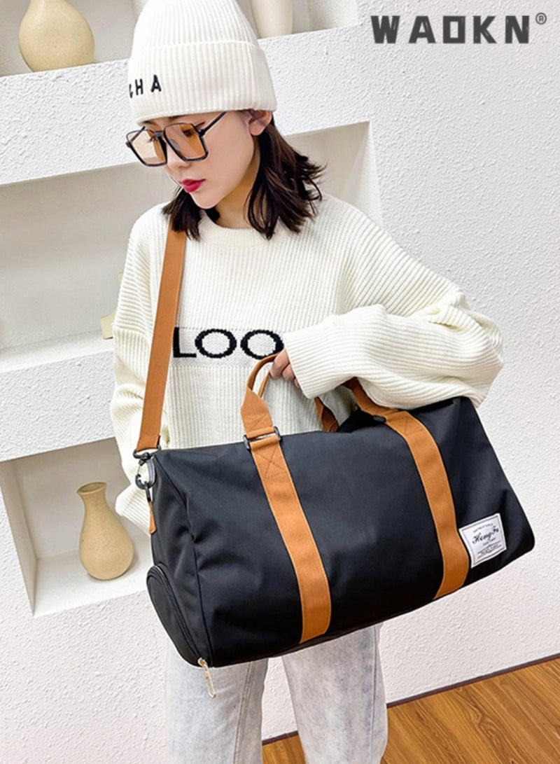 WAOKN Unisex New Canvas Travel Bag Shoulder Bag Large Capacity Sports Fitness Bag Fashion Portable Short-distance Business Travel Light Luggage - Image 5