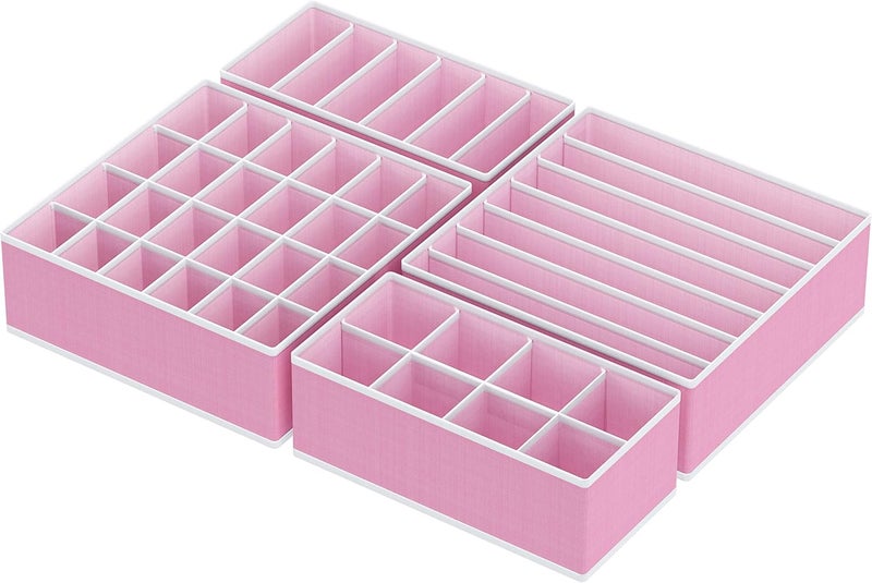 Simple Houseware All storage type compatible Closet Underwear Organizer Drawer Divider 4 Set, Pink Tiered purchase options - Image 2