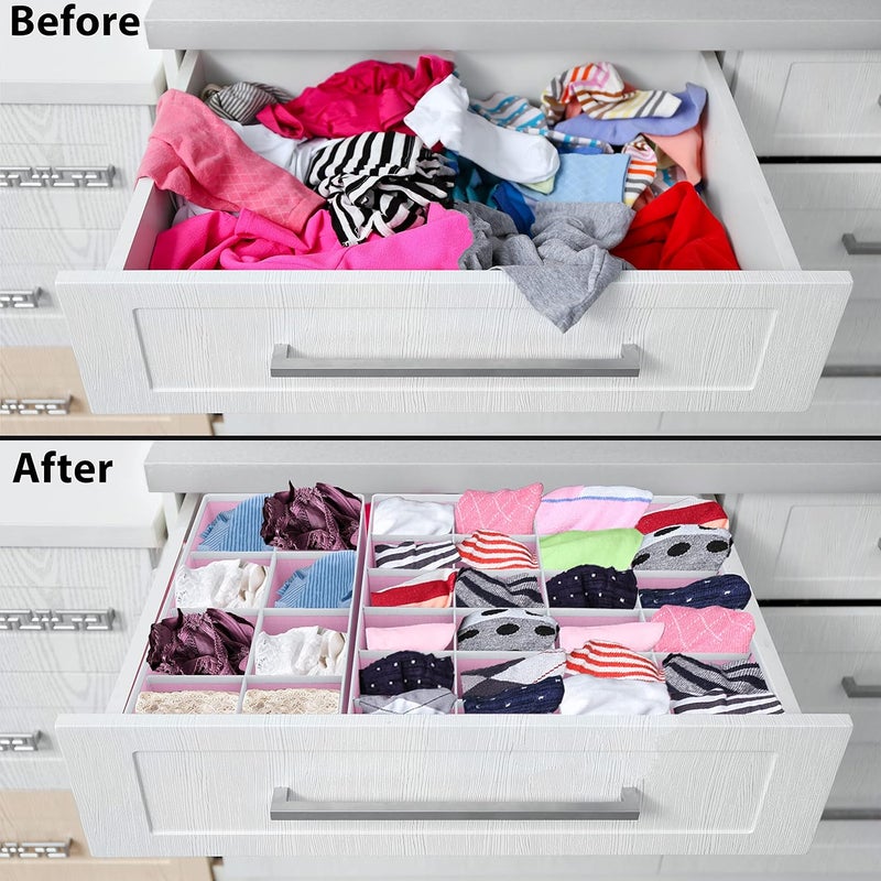 Simple Houseware All storage type compatible Closet Underwear Organizer Drawer Divider 4 Set, Pink Tiered purchase options - Image 3