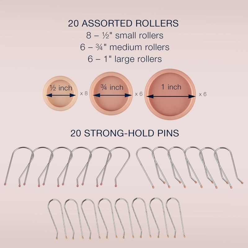 Conair Double Ceramic Hot Rollers for Long, Medium, and All Hair - Hair Curler - Hair Roller Clips Included - 1/2 inch, 3/4 inch, and 1 inch Rollers - Image 2