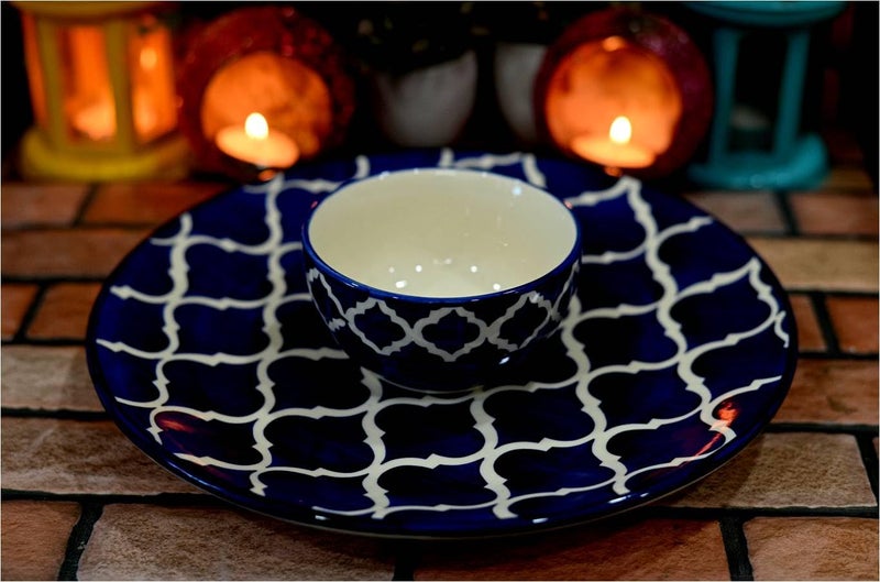 SHRIYAM CRAFT Ceramic Dinner Set Plate Plate 10 1Bowl 1 Plate 10inch with 1 Bowl - Image 1