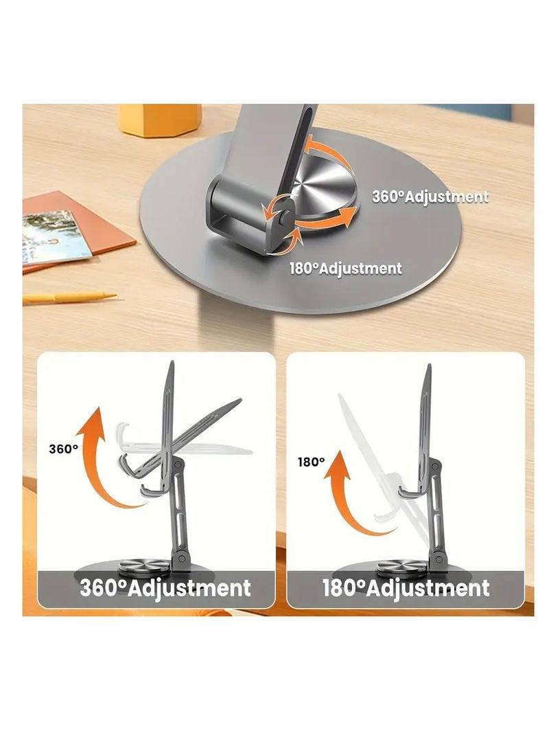 All-metal 360-degree rotating pressure-reducing universal stand, suitable for mobile phones and tablets - Suitable for 4.7-12.9-inch devices - Foldable desktop stand, suitable for home, office and travel use - Easy to use and clean - Includes stand and stand base - Suitable for multiple devices and brands