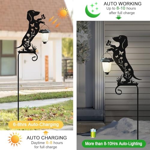 Hokfirm Dachshund Solar Lights Garden Stake,Dachshund Gifts Outside Decorations for Pathway,Yard,Garden Decor,Dog Solar Lights Outdoor - Image 5