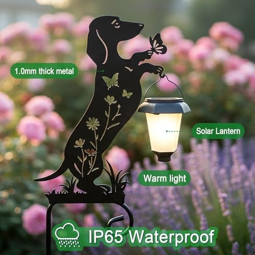 Hokfirm Dachshund Solar Lights Garden Stake,Dachshund Gifts Outside Decorations for Pathway,Yard,Garden Decor,Dog Solar Lights Outdoor - Image 2