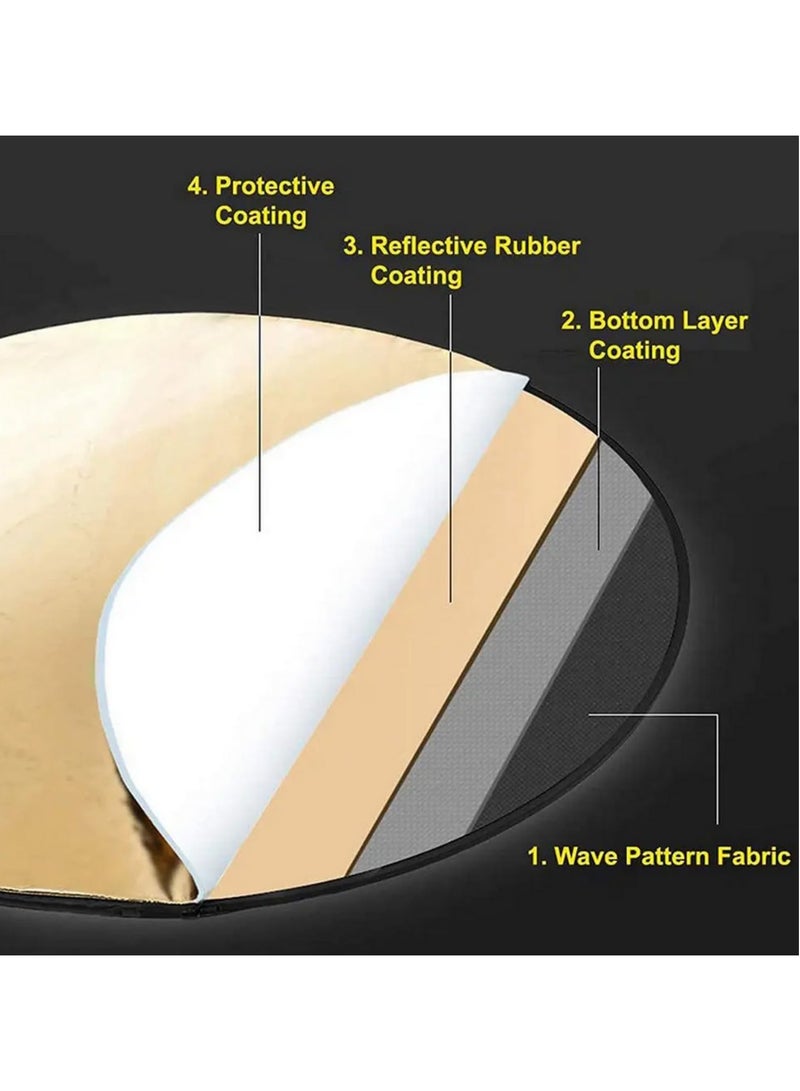 5 in 1 Portable Collapsible Round Photography Reflector Photo Studio Outdoor Light Diffuser Multi Disc with Carry Bag for Professional Photographers 110CM  - Image 3