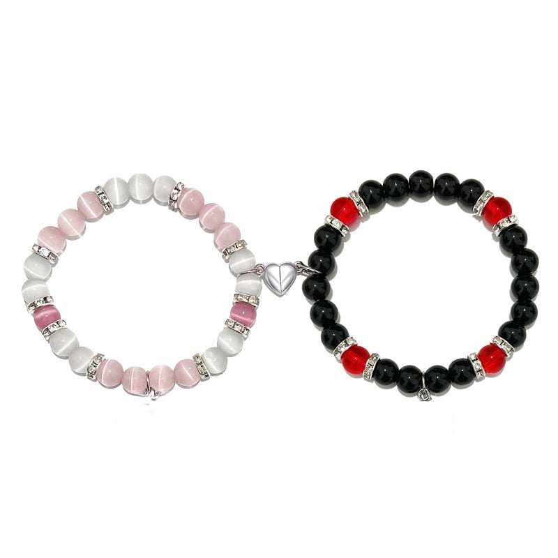 GINAZL Spider Kitty Matching Bracelets,Spider Matching Gwen Couples Bracelet for Women Teen Girls Couples Christmas Gifts Couples Bracelet Best Friend Long Distance Bracelet Gift for Gf Bf Bff Bestie - Image 1
