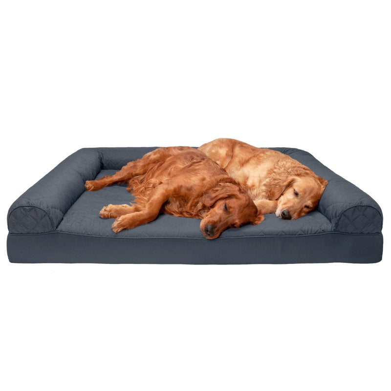Furhaven Orthopedic Dog Bed for Large Dogs w/ Removable Bolsters & Washable Cover, For Dogs Up to 125 lbs - Quilted Sofa - Iron Gray, Jumbo Plus/XXL - Image 1