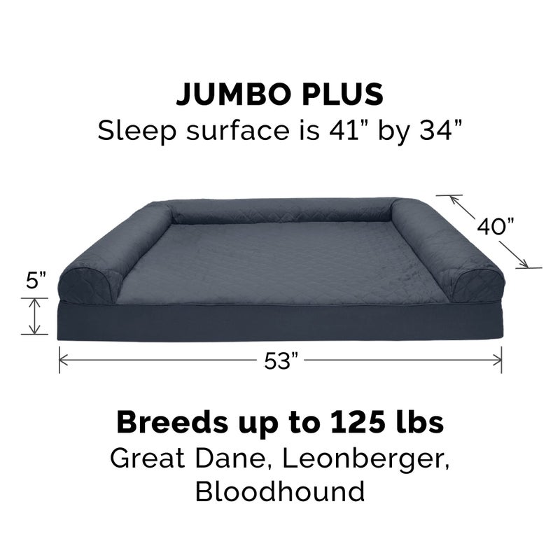 Furhaven Orthopedic Dog Bed for Large Dogs w/ Removable Bolsters & Washable Cover, For Dogs Up to 125 lbs - Quilted Sofa - Iron Gray, Jumbo Plus/XXL - Image 2
