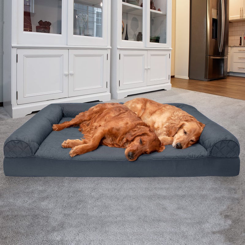 Furhaven Orthopedic Dog Bed for Large Dogs w/ Removable Bolsters & Washable Cover, For Dogs Up to 125 lbs - Quilted Sofa - Iron Gray, Jumbo Plus/XXL - Image 3