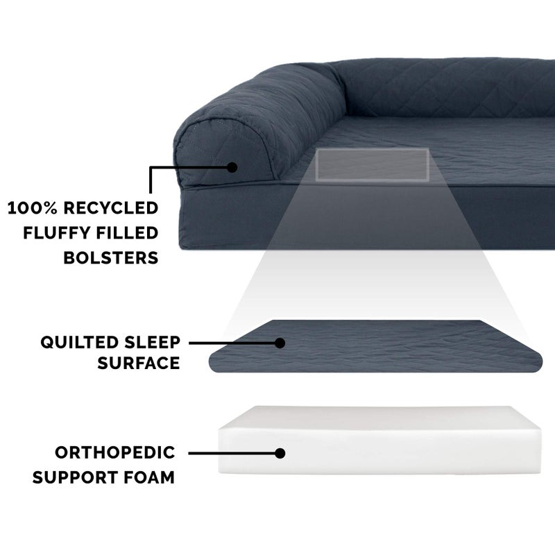 Furhaven Orthopedic Dog Bed for Large Dogs w/ Removable Bolsters & Washable Cover, For Dogs Up to 125 lbs - Quilted Sofa - Iron Gray, Jumbo Plus/XXL - Image 4