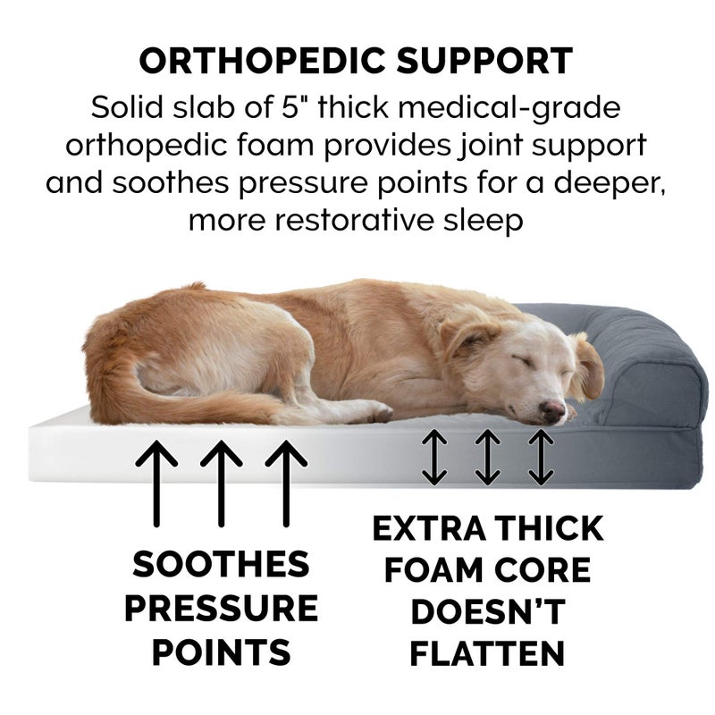 Furhaven Orthopedic Dog Bed for Large Dogs w/ Removable Bolsters & Washable Cover, For Dogs Up to 125 lbs - Quilted Sofa - Iron Gray, Jumbo Plus/XXL - Image 5