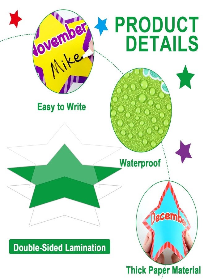Chunnin Happy Birthday Bulletin Board Set for Classroom Decorations Glitter Star Birthday Bulletin Board Star Confetti Bulletin Cutouts for Birthday Calendar Blackboard Classroom School Supplies Decor - Image 3