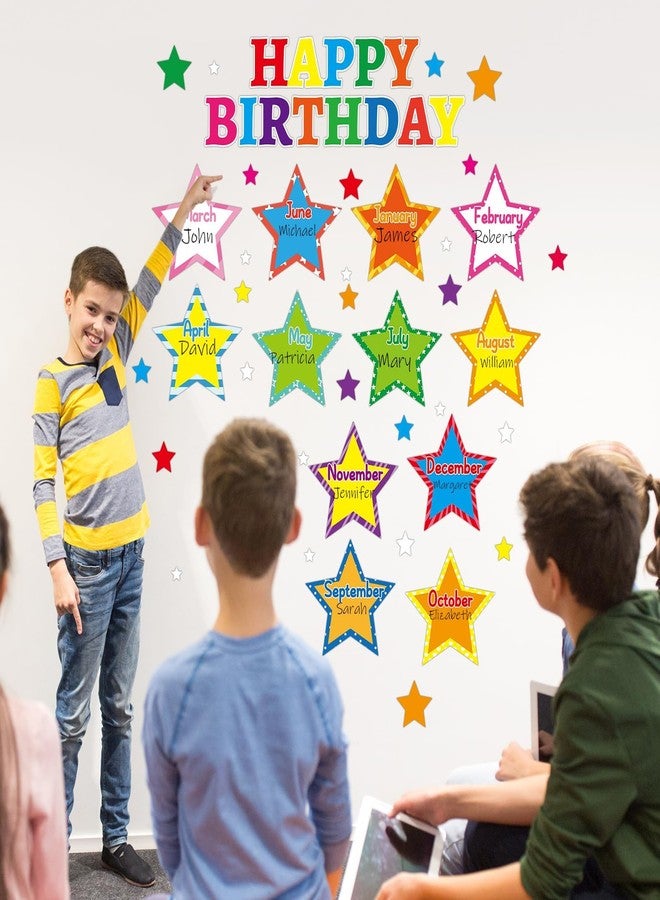 Chunnin Happy Birthday Bulletin Board Set for Classroom Decorations Glitter Star Birthday Bulletin Board Star Confetti Bulletin Cutouts for Birthday Calendar Blackboard Classroom School Supplies Decor - Image 4