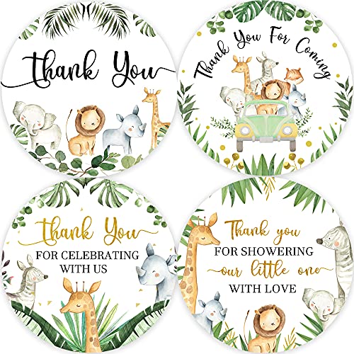 Bemoor 80 Jungle Safari Thank You Stickers, Baby Shower Thank You Stickers, Wild Animals Birthday Party Favor Label Decorations(2 Inch) - Image 1