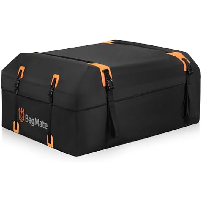rayihni Military-Grade Waterproof Car Roof Bag - Rooftop Cargo Carrier 19 Cubic Ft. with 4 Door Hooks, Zipper/Buckle Closure, Extra Strap Black Roof Bag for Cars with or Without Rack - Image 2