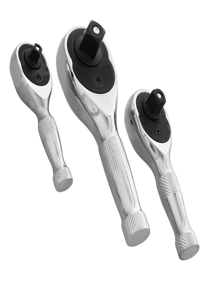 ABN Stubby 3 Piece Ratchet Tools - Thumb Wheel Ratchet Set 3/8 1/4 1/2in Drive 72-Tooth Short Hand Tools - Image 5
