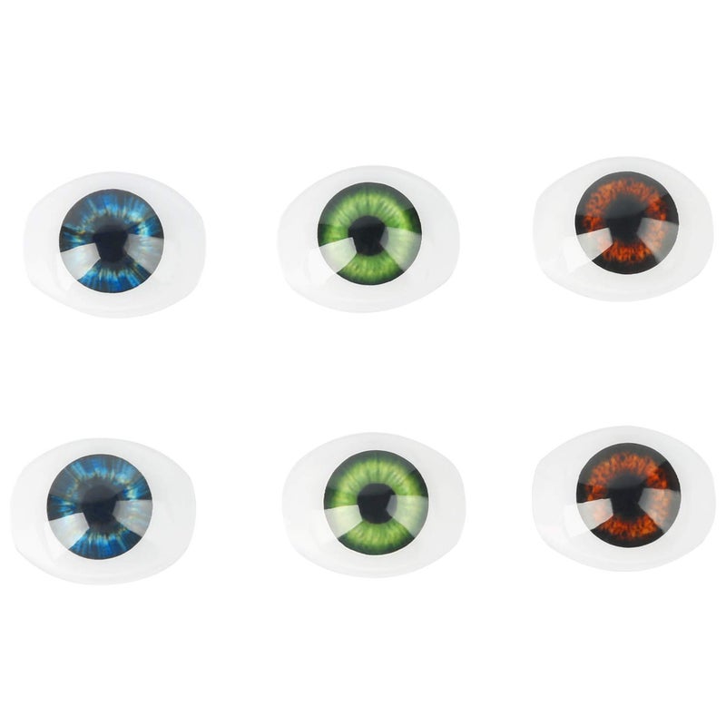 Vollence 3 Pair of 3 Colors Oval Flat Hollow Plastic Eyes Puppet Doll Bear Craft Eyes Eyeballs Mask Making DIY Supplies for Porcelain or Reborn Dolls Stuffed Animal Toys Troll Scary Eyes - Image 2
